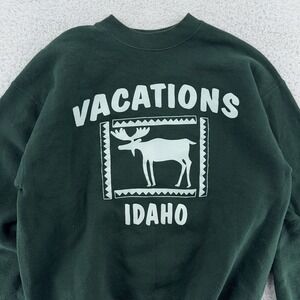 Vintage Idaho Moose Vacations Sweatshirt BOXY Medium USA 90s Crewneck